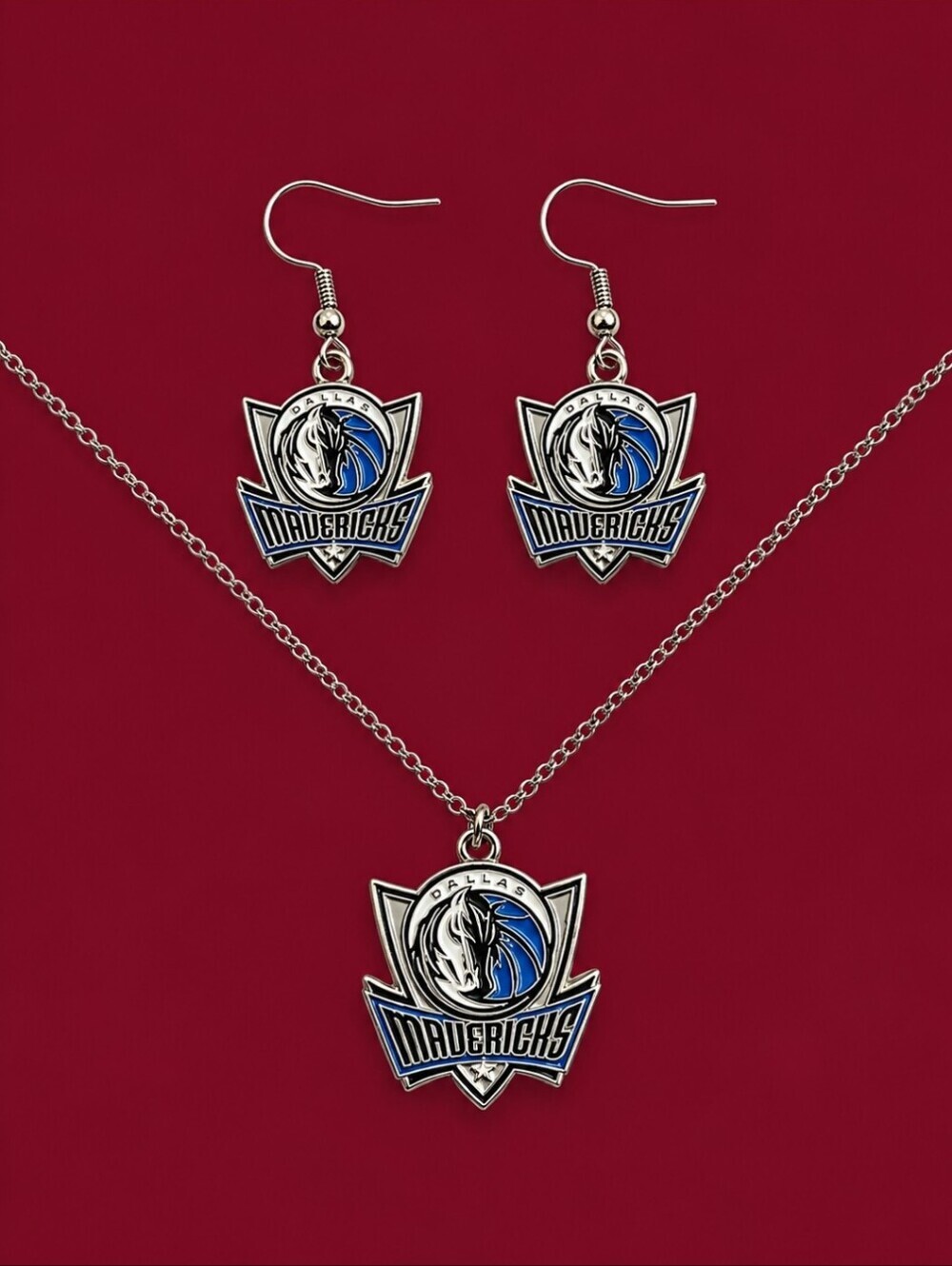 AMINCO Dallas Mavericks Basketball Dangle Earrings Necklace Set
